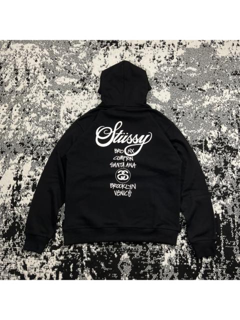 Stüssy STUSSY WORLD TOUR HOODIE IN BLACK SIZE MEDIUM