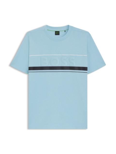 BOSS COTTON-JERSEY T-SHIRT WITH STRIPES AND LOGO