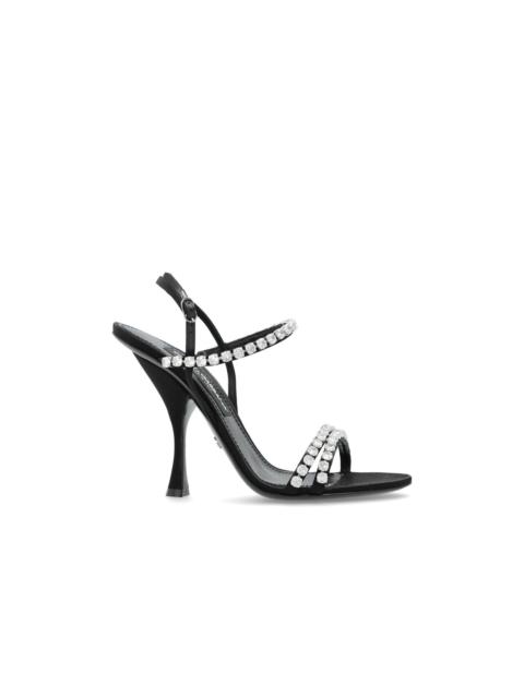 Dolce & Gabbana DOLCE&GABBANA Shimmering Crystal Jewel Black Leather 120mm H