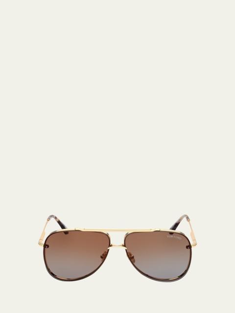 TOM FORD Men's Leon Metal Aviator Sunglasses