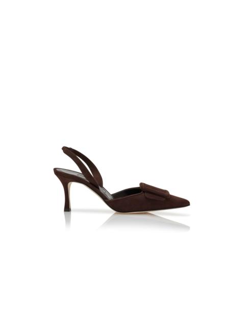 Manolo Blahnik Brown Suede Slingback Mules