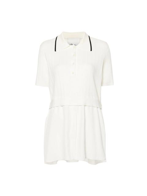 3.1 Phillip Lim Short Sleeve Polo With Poplin Shirting Layer