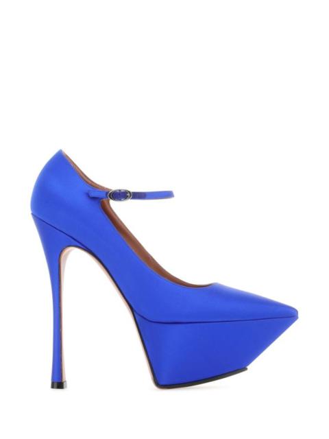 Amina Muaddi Amina Muaddi Woman Electric Blue Satin Yigit Pumps