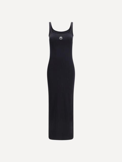 Marine Serre Moon logo ribbed jersey long Dress