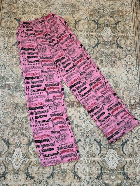 BALENCIAGA Balenciaga Pink Dragon Year Graffiti All-Over Print Long Pants