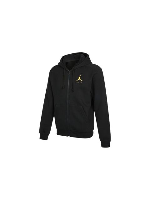Jordan Men's Air Jordan Logo Casual Fleece Lined Hooded Thicken Sports Long Sleeves Black Jacket DC9607-010