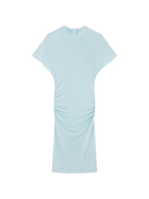 padded-shoulder short-sleeve midi dress