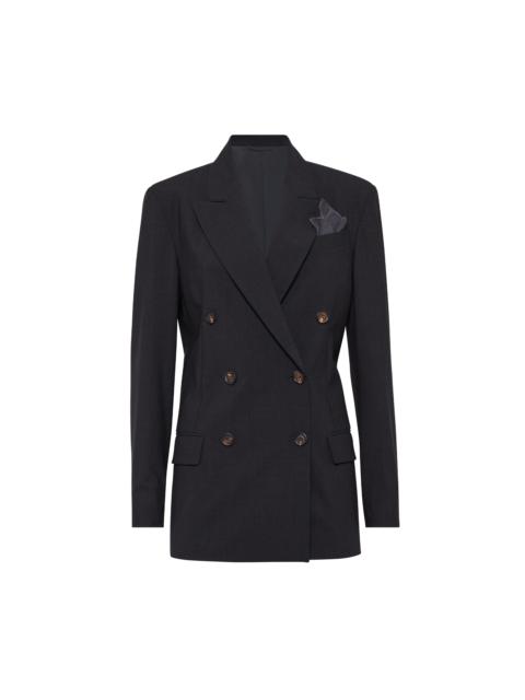 Brunello Cucinelli Brunello Cucinelli Blazer with monili in Lignite Grey at Nordstrom