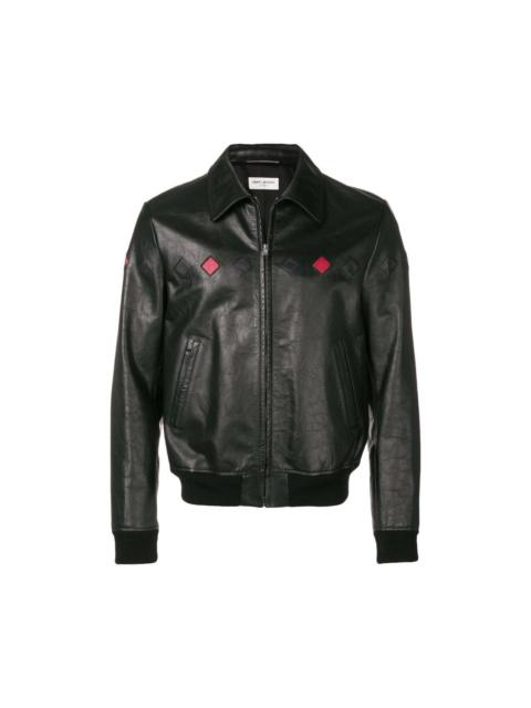 SAINT LAURENT Saint Laurent Diamond Leather Jacket in Large