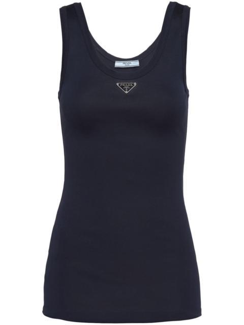 Prada enamel-triangle cotton top