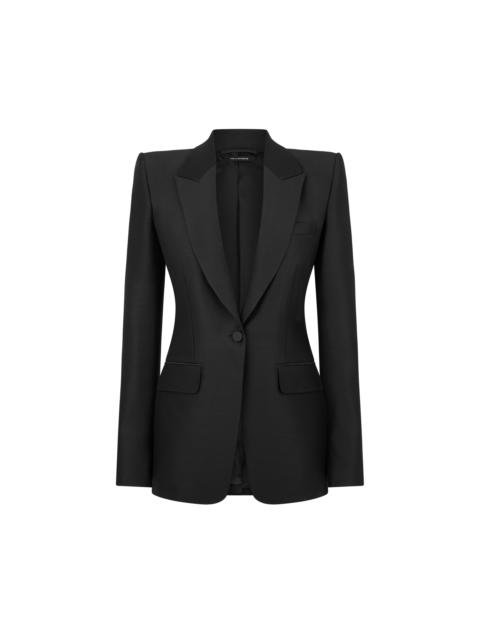 TOM FORD WOOL SILK RADZMIR SINGLE BREASTED PEAK LAPEL JACKET