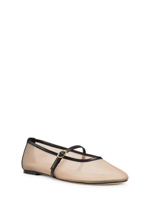 Stuart Weitzman Stuart Weitzman Bareitall Mary Jane Flat in Beige/Black at Nordstrom