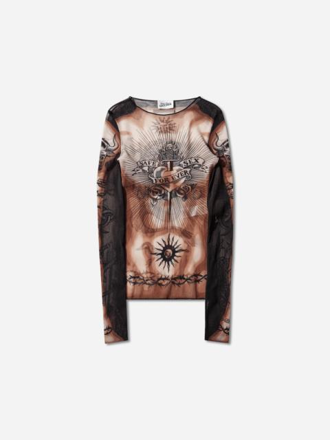 Jean Paul Gaultier Women's Re-Edition Safe Sex Tattoo Longsleeve Top Black
