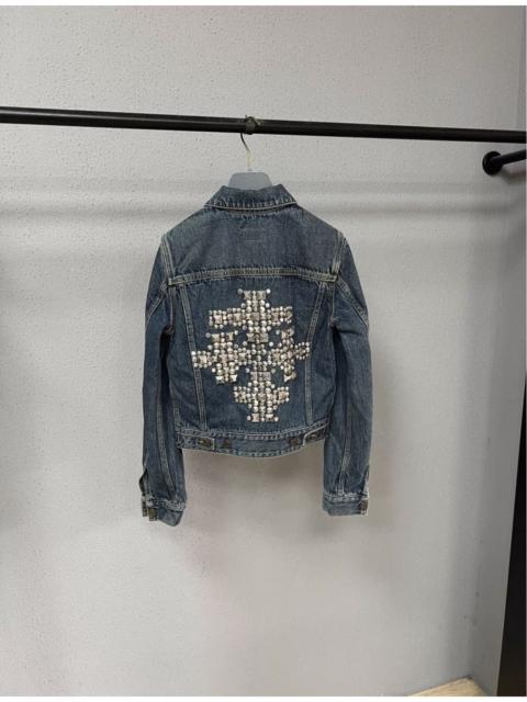 SAINT LAURENT Saint Laurent Blue Stone Denim Studded Cross Jacket