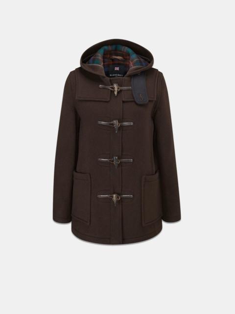GLOVERALL Women's Short Slim Fit Freda Duffle Coat Brown Tartan