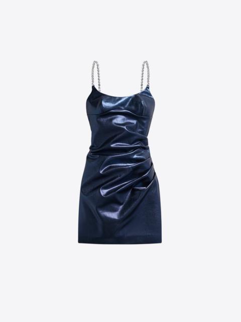 AREA CRYSTAL STRAP METALLIC MINI DRESS