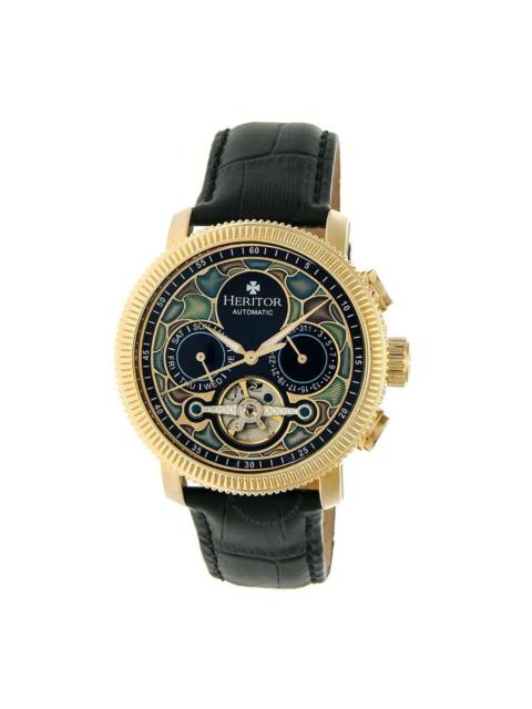 Other Designers Heritor Aura Custom Vitreous Enamel Semi-Skeleton Dial Gold-tone Steel Case Men's Watch HR3502