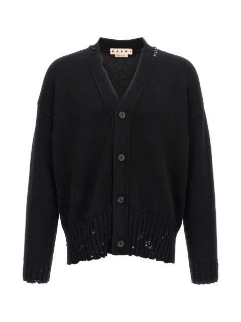 Marni Logo embroidery cardigan