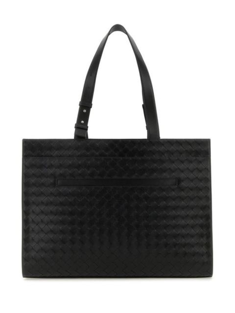 Bottega Veneta Man Black Leather Cargo Handbag