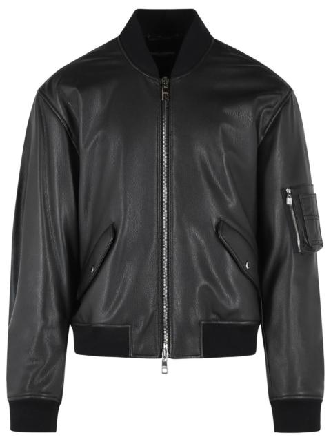 Dolce & Gabbana Dolce & Gabbana Black Leather Bomber Jacket