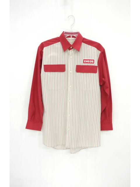 Other Designers Japanese Brand - 🔥 Vtg ENEOS Button Up Long Sleeve Red Stripes Design Shirt