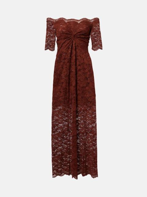 rabanne Off-shoulder lace maxi dress