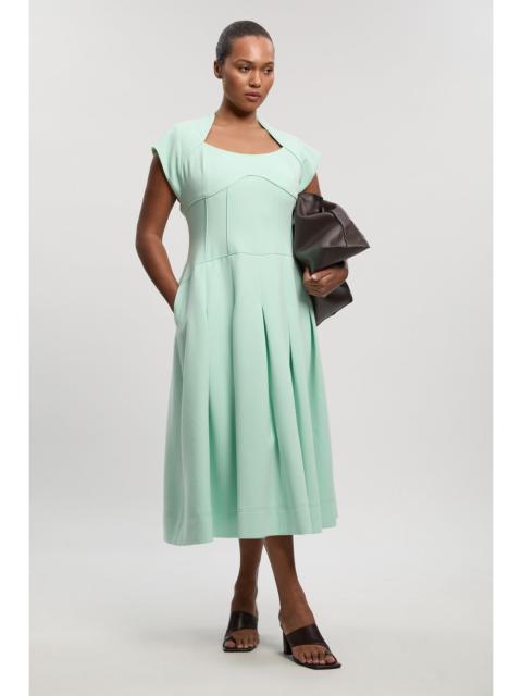 KAREN MILLEN Plus Size Compact Stretch Dropped Waist Full Skirted Midi Dress