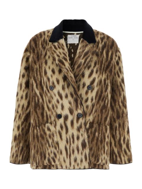 forte_forte Forte_Forte Women Coat "Royal Leopard" With Collar And Long Sleeves In Jacquard, Beige, Woman
