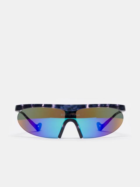 District Vision Koharu Eclipse Sunglasses in Navy Pink Mosaic/D+ Blue Mirror