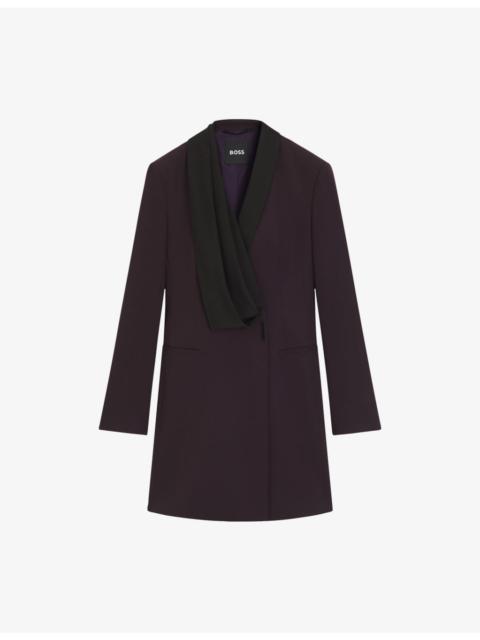 BOSS Tuxedo-Style Contrast-Lapel Wool Mini Dress