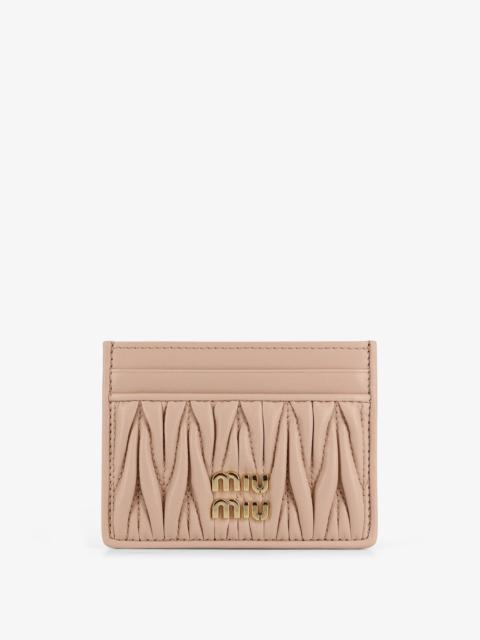 Miu Miu Miu Miu Women Quilted Leather Card Holder With Metal Lettering Logo