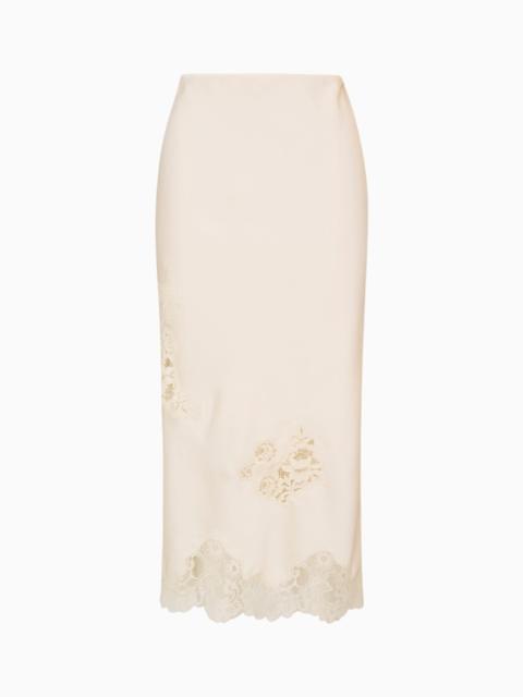 LoveShackFancy Vivia Satin Lace Midi Skirt