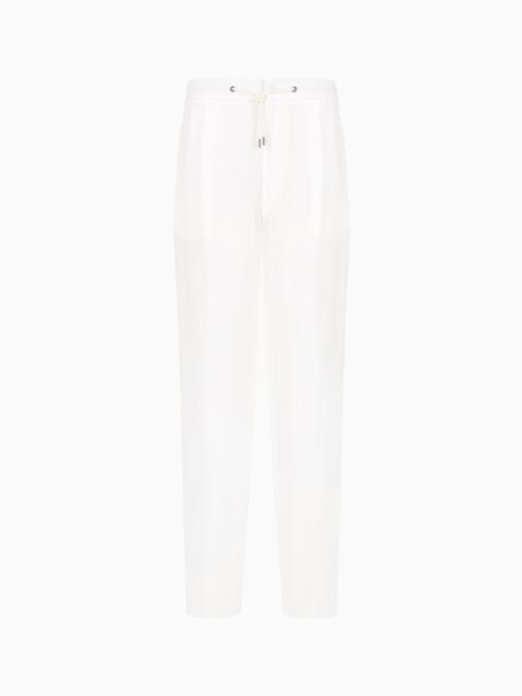GIORGIO ARMANI Single-dart, pure linen canvas trousers