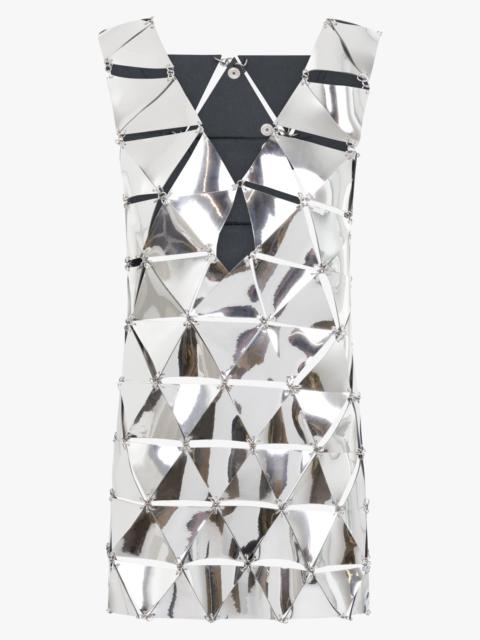 rabanne ICONIC TRIANGLE OPEN BACK S/LESS MINI DRESS | MIRROR SILVER