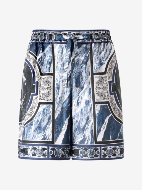 Roberto Cavalli Short With Marble Print And Accents