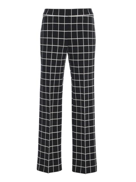 HIGH SPORT Louis Windowpane Cotton-Blend Knit Cropped Pants dark grey