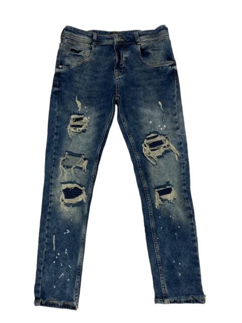 Other Designers Zara - DISTRESSED PAINT SPLATTER DENIM