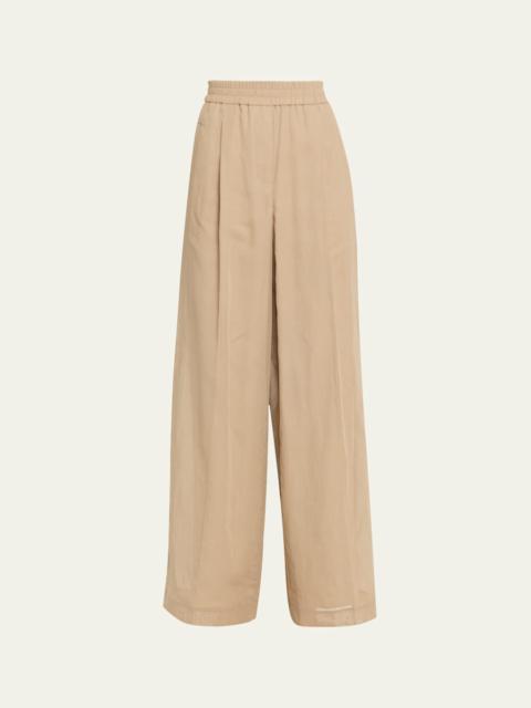 Brunello Cucinelli Cotton Gauze Wide-Leg Pull-On Track Pants