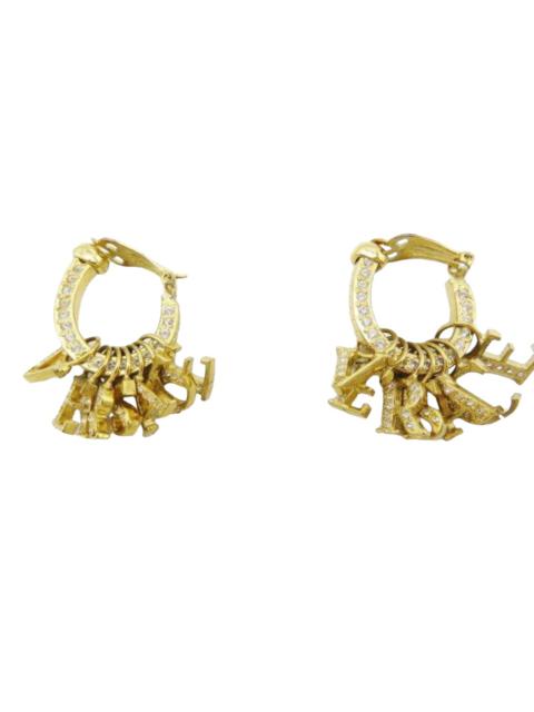VERSACE Vintage Versace Logo Charm Hoop Earrings