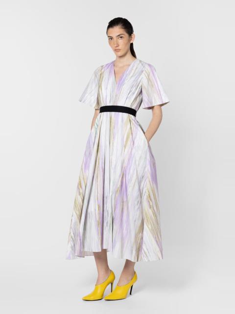 Roksanda Roksanda Sana Printed V-Neck Midi Dress in Brush Chalk /Wisteria at Nordstrom