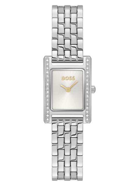 BOSS BOSS Lucy Precious Rectangular Watch, 18.5mm in Silver at Nordstrom