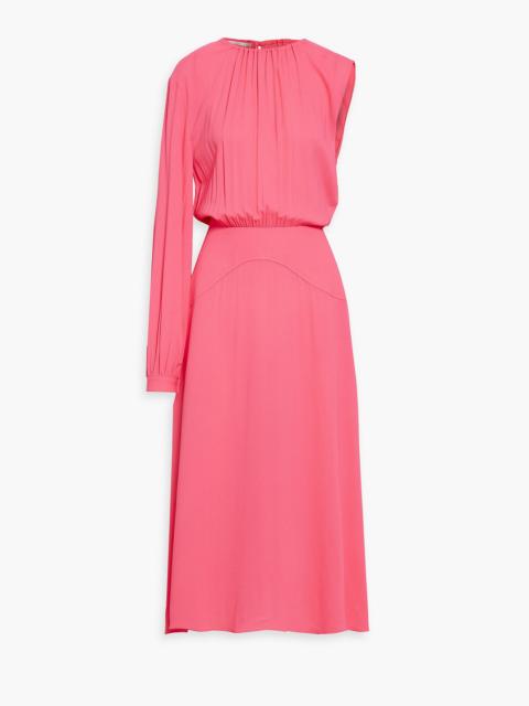 Stella McCartney One-sleeve gathered stretch-crepe midi dress
