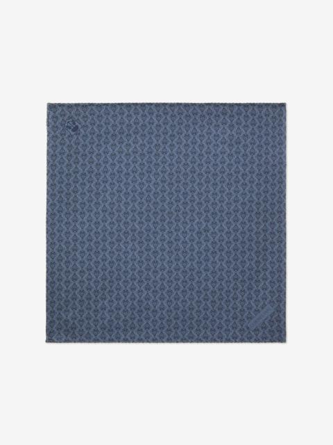 CORNELIANI Blue pure silk pocket square with floral print