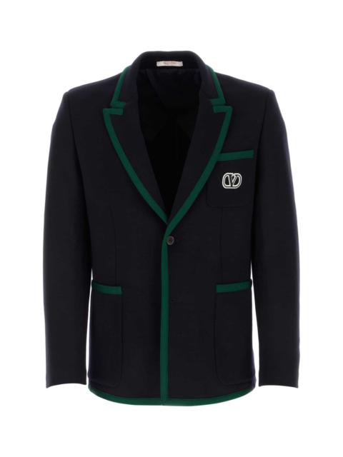 Valentino Garavani Men Midnight Blue Stretch Cotton Blend Blazer