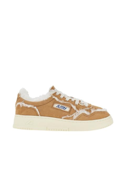 AUTRY Autry Suede and Shearling Medalist Low Sneakers Beige