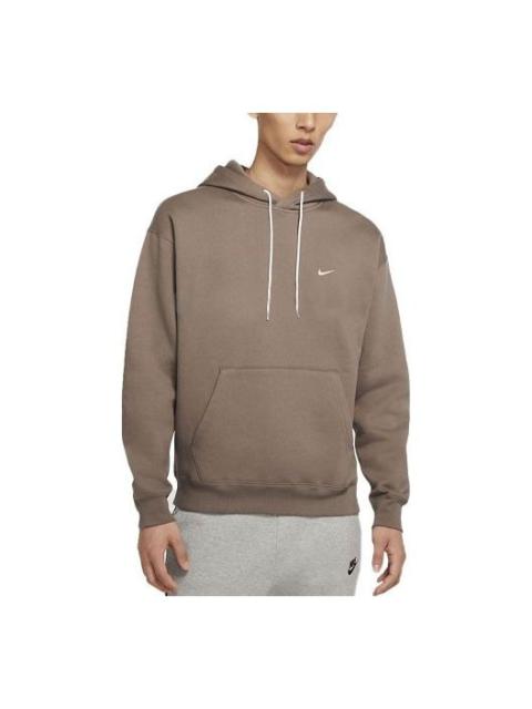 Nike Men's Nike Logo Embroidered Solid Color Fleece Lined Casual Pullover Brown DA0316-040