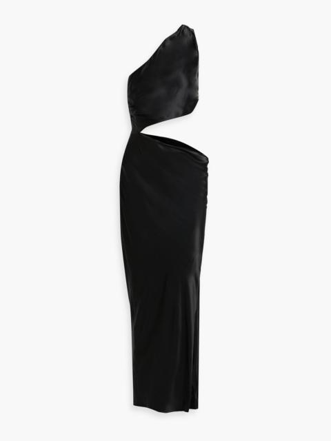 NICHOLAS One-shoulder cutout silk-satin maxi dress
