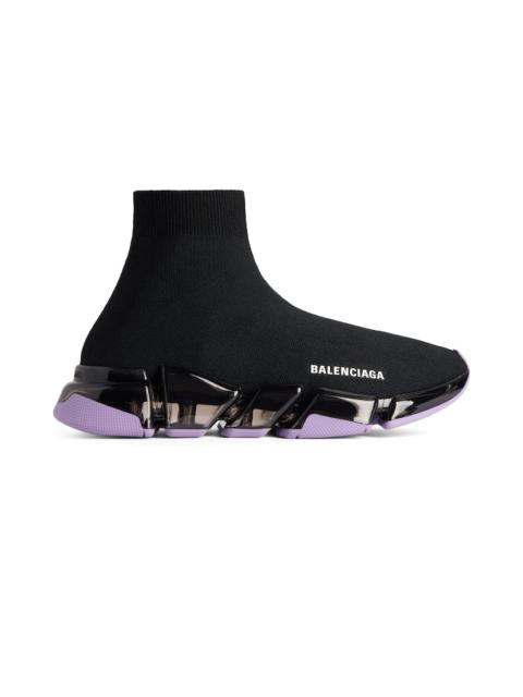 BALENCIAGA Women's Speed 2.0 Full Clear Sole Recycled Knit Sneaker in Black/lilac
