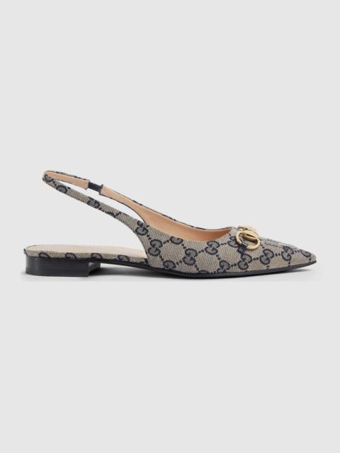 GUCCI Gucci Horsebit GG Slingback Flats