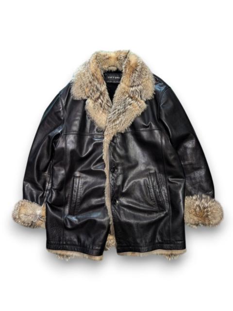 Vintage - Zaffers Leather Fur Fox Sheepskin Trench Coat Jacket